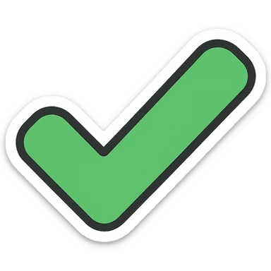 tick icon, rounded, color outlined, green accent, soft corners sticker