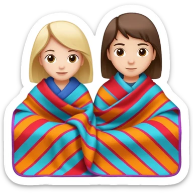 Boy and girl selling blanket sticker