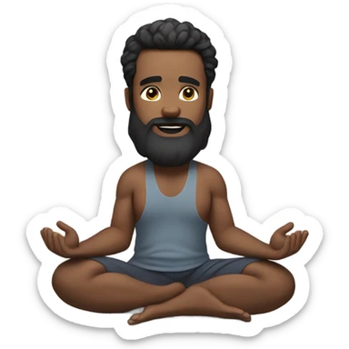 White bearded black haired man doing yoga  sticker
