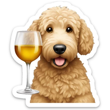 Golden doodle drinking wine sticker