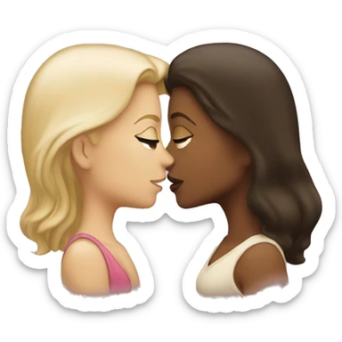 Blonde girl kissing brunette girl  sticker