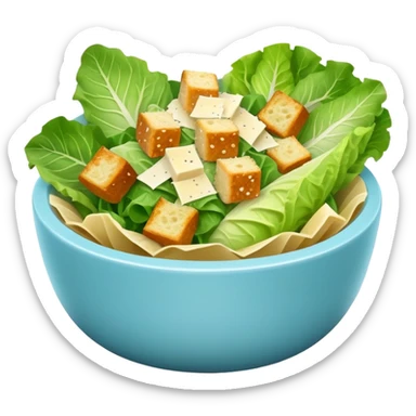 super realistic caesar salad in small light blue bowl sticker