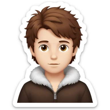 Boy with fluffy brown hair sticker