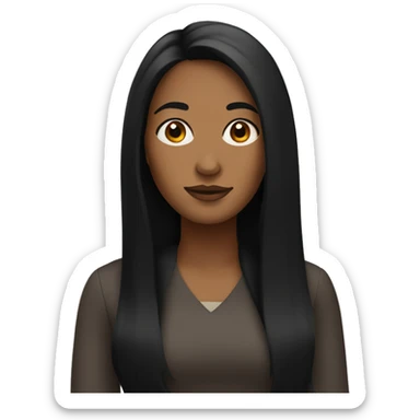 brown woman with long black hair sticker