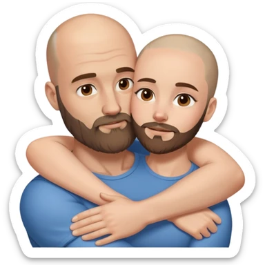 Beautiful light brunette cuddlin her muscular bald beard husband sticker