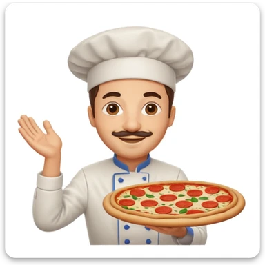 smiling Italian chef spinning pizza dough sticker