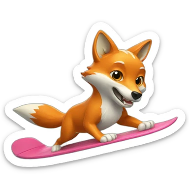 Fox surfing a wave sticker