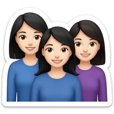 3 besties one with black hair and two with brown hair sticker
