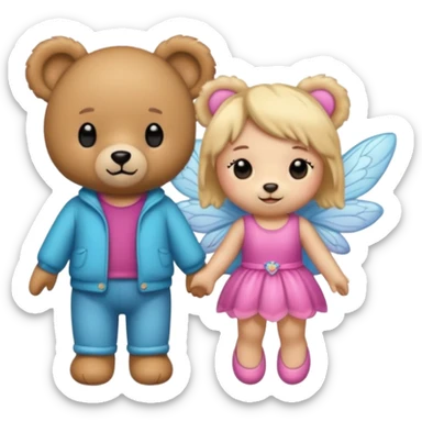 Teddy and fairy as couple sticker