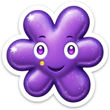 glitter purple lucky sticker