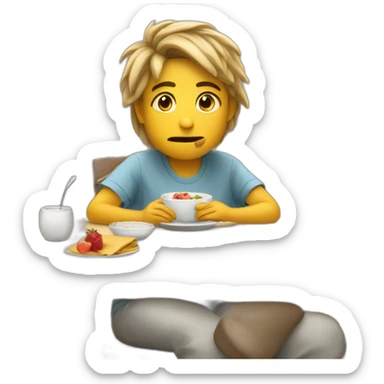 I’m feeling sad but happy at the same time while eating breakfast sticker
