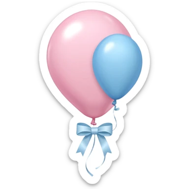 Light pink and pastel blue balloon tied together by a white ribbon sticker