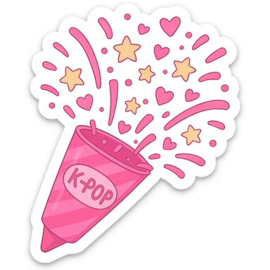 pink kpop fan confetti popper, fun and festive sticker