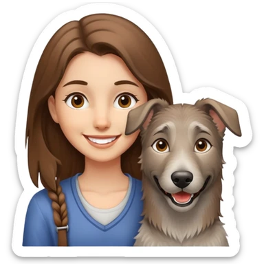 A girl walking a Czech wolfhound sticker