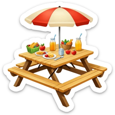 picnic table with food items on it sticker