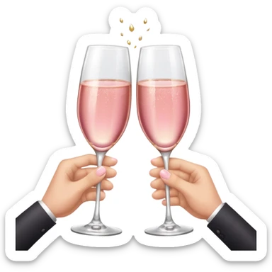 champagne glasses with pink champagne giving cheers with two hands five fingers sticker