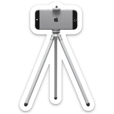 3D Apple-style emoji of a white tripod holding an iPhone 16 Pro,
rear view, visible camera lenses,
clean white background, smooth rounded design sticker