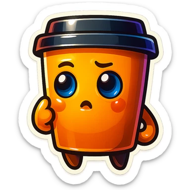 Tall coffee cup, pondering, thinking sticker