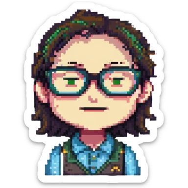 dorky character with glasses and awkward smile sticker