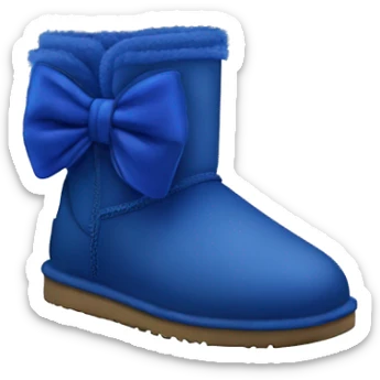 Realistic pair of cobalt blue ugg fur boots with a bow on them. sticker