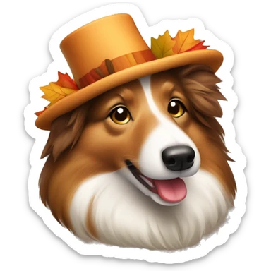 Shetland sheepdog dressed for thanksgiving sticker