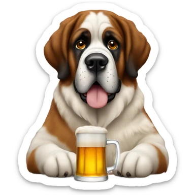Saint Bernard drinking a beer sticker