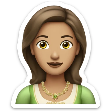 pretty royal queen woman with grass green eyes and straight brown hair  sticker
