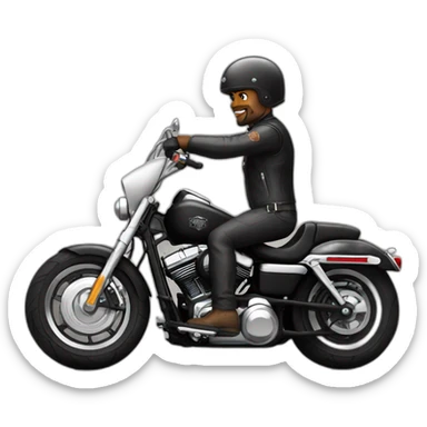 Biker with a black helmet on a Harley Davidson sticker