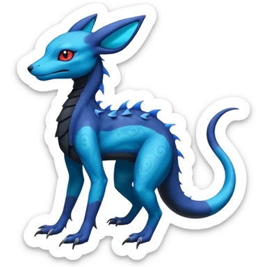 Gothic Scaley Exotic Salandit-Umbreon-Suicune-Fakémon-hybrid-creature (full body), 4 legs sticker