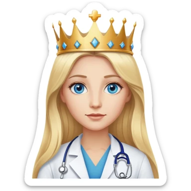 long blonde hair blue eye woman doctor with crown  sticker