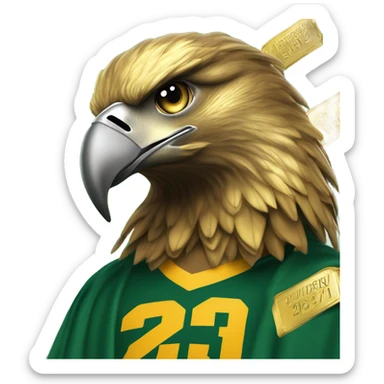 the state university of new york college at brockport's mascot Ellsworth the golden eagle celebrating the new year 2025 sticker