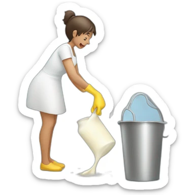 person cleaning up spilt milk sticker