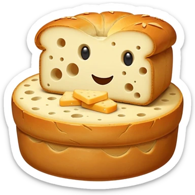 the small and sad bread among the giant cheeses  sticker