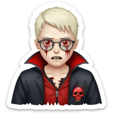 zombie vampire boy with glasses sticker
