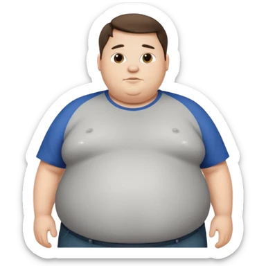 obese 20 year old brunette white male with large belly showing sticker