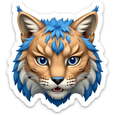 Tête de lynx : très féroce et bleu  sticker