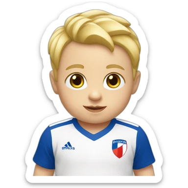blond baby with a French team football t-shirt sticker