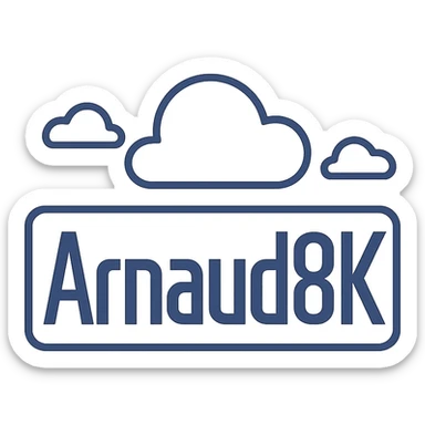 logo with 'Arnaud8K' in a sleek, geometric style, emphasizing professionalism and simplicity sticker