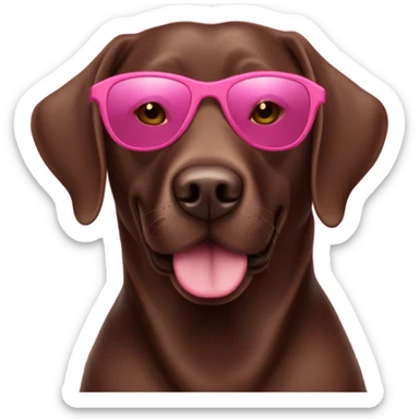 chocolate labrador wearing pink sunglasses sticker