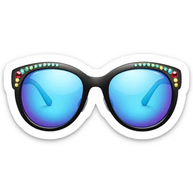 big sunglasses with right side bejewelled sticker