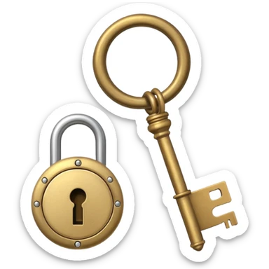 Beige antique key The lock sticker