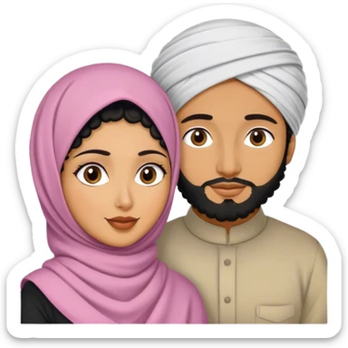 a black curly hair husband with the bengali wife that wears a hijab  sticker
