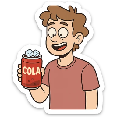 cola can with ice cubes, modern flat design sticker