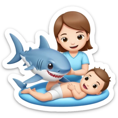 baby shark getting massage sticker