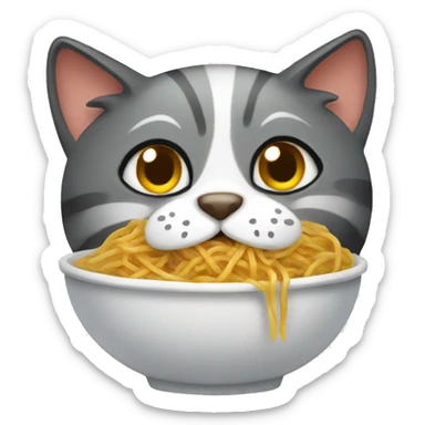 a cat eating spaghetti  sticker