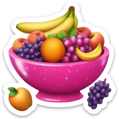 Hot pink glitter bowl of fruit  sticker