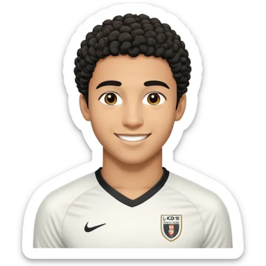 portrait of Lamine Yamal, young footballer, short curly hair, smiling sticker