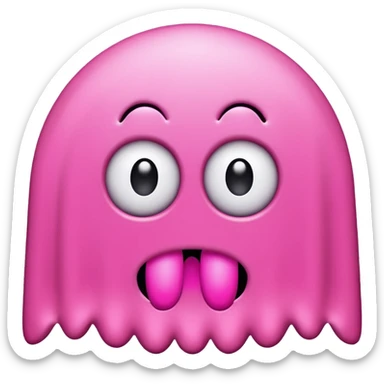 Pink Pacman ghost character with big eyelashes sticker