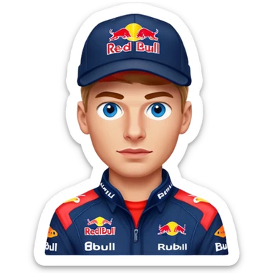 Max verstappen blue eyes with hat in Red Bull uniform  sticker