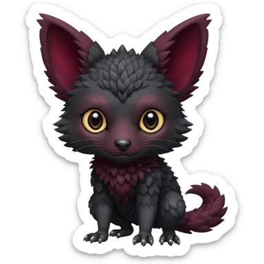 Cute cool realistic black Trico-hybrid-creature dark burgundy (full body) sticker